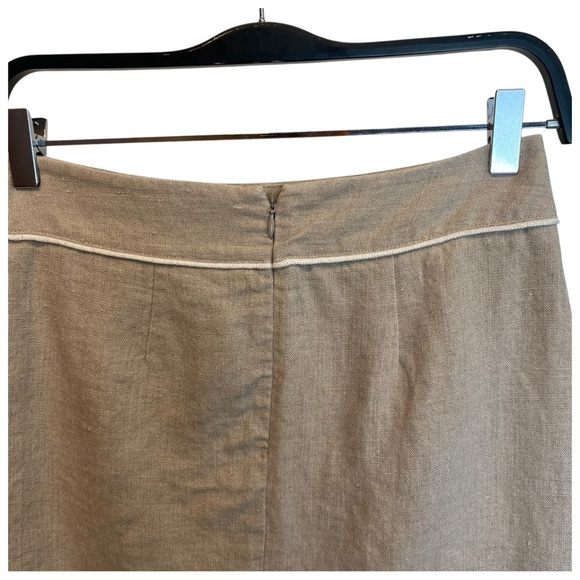 Ann Taylor LOFT Tan Linen A-Line Mini Skirt w/ White Trim Size XS - Picture 3 of 12